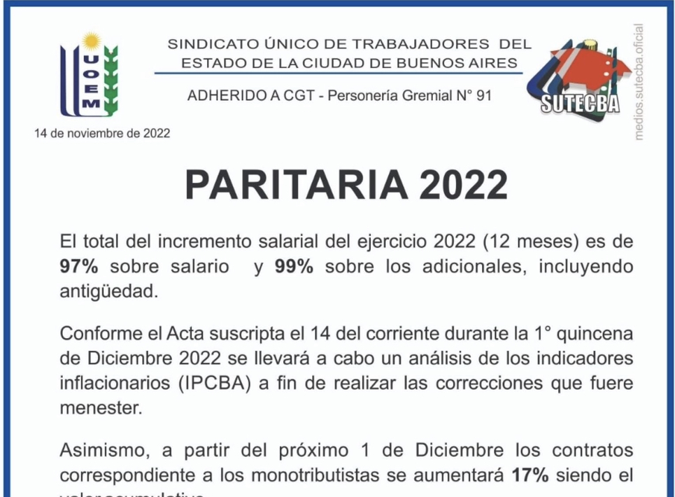 Paritaria 2022 - S.U.T.E.C.B.A. || Sindicato Único De Trabajadores Del ...